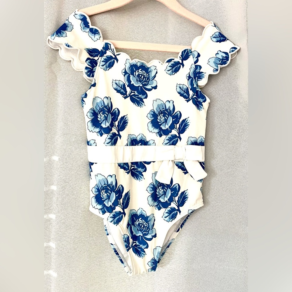 Beautiful Quality White and Blue Floral Bathing Suit. From Nordstroms. Size 4T